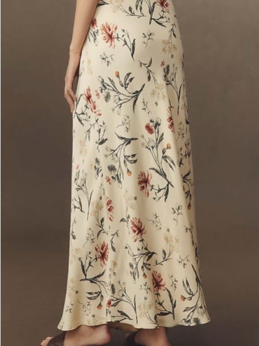 Anthropologie Cream Maxi Skirt with Rust Floral Print Size Large - Picture 2 of 12